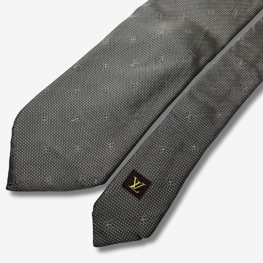 LOUIS VUITTON シルクネクタイ モノグラム柄 グレー