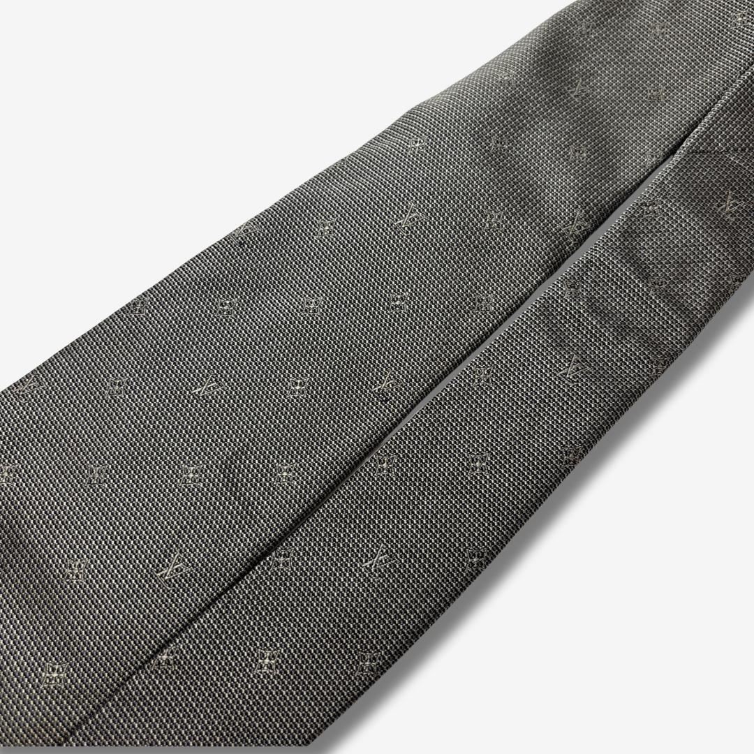 LOUIS VUITTON シルクネクタイ モノグラム柄 グレー