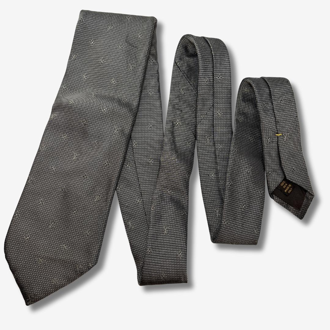 LOUIS VUITTON シルクネクタイ モノグラム柄 グレー