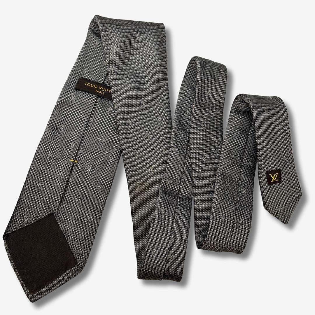 LOUIS VUITTON シルクネクタイ モノグラム柄 グレー