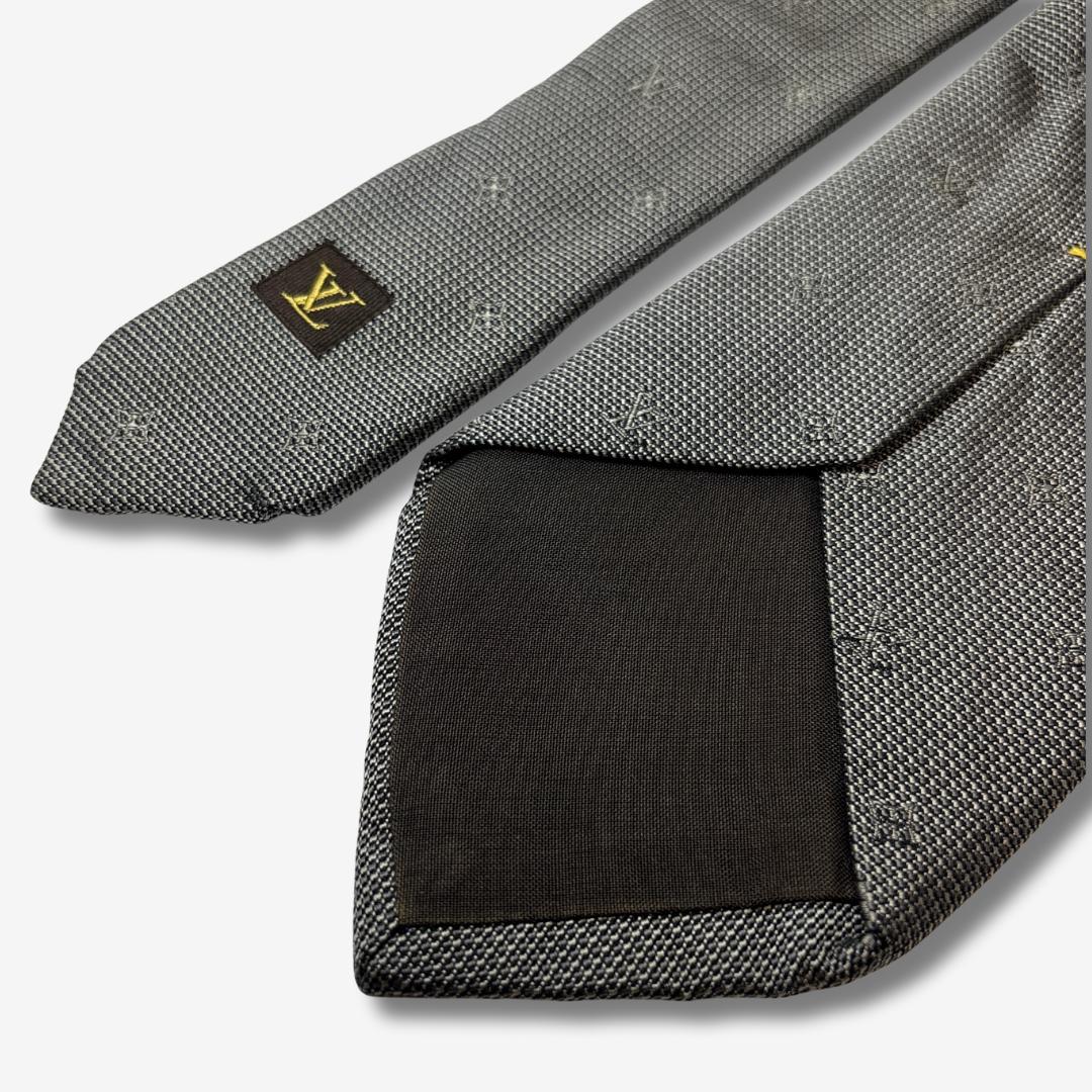 LOUIS VUITTON シルクネクタイ モノグラム柄 グレー
