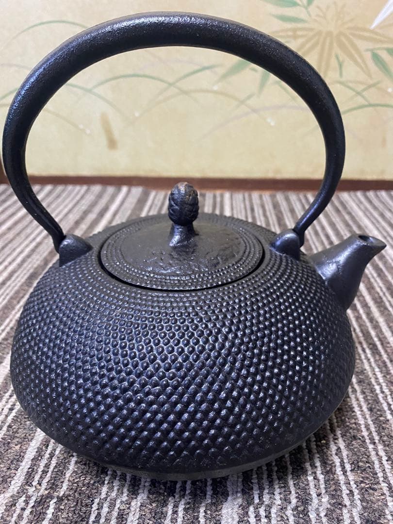 日本製　未使用　特大アラレ鉄瓶　鉄瓶　鉄器　 急須　茶道具　鉄鋳物製　イシガキ産