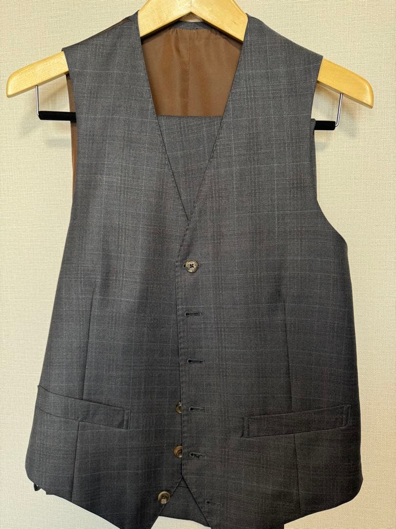 Ermenegildo Zegna グレー×ブラウンビジネススーツ　スリーピース