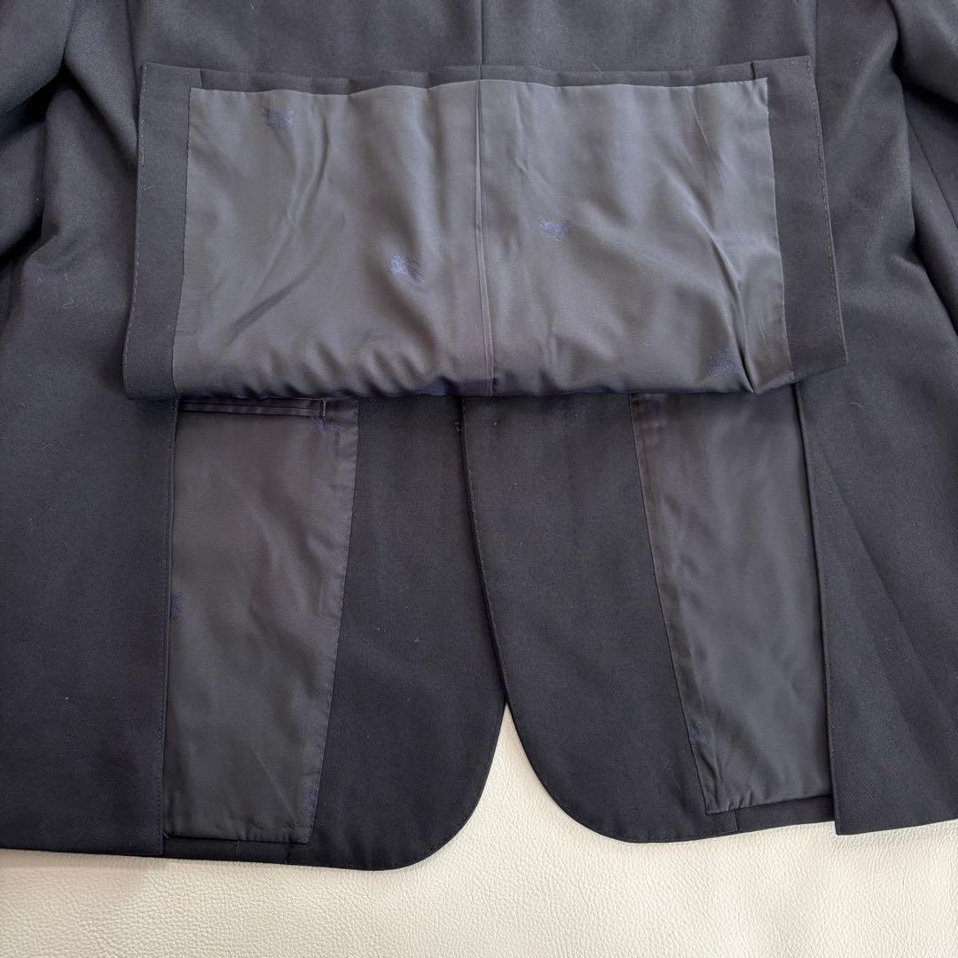 バーバリー[銀ボタンXLサイズ]テーラードジャケット 紺ブレ 裏地ホースロゴ