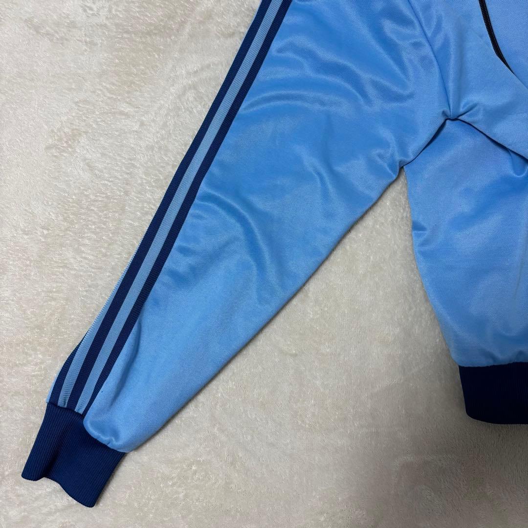 アディダス 80s ビンテージ　トラックジャケット トレフォイルロゴ　水色