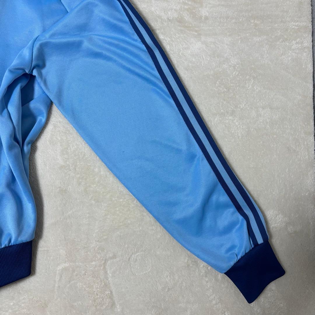 アディダス 80s ビンテージ　トラックジャケット トレフォイルロゴ　水色