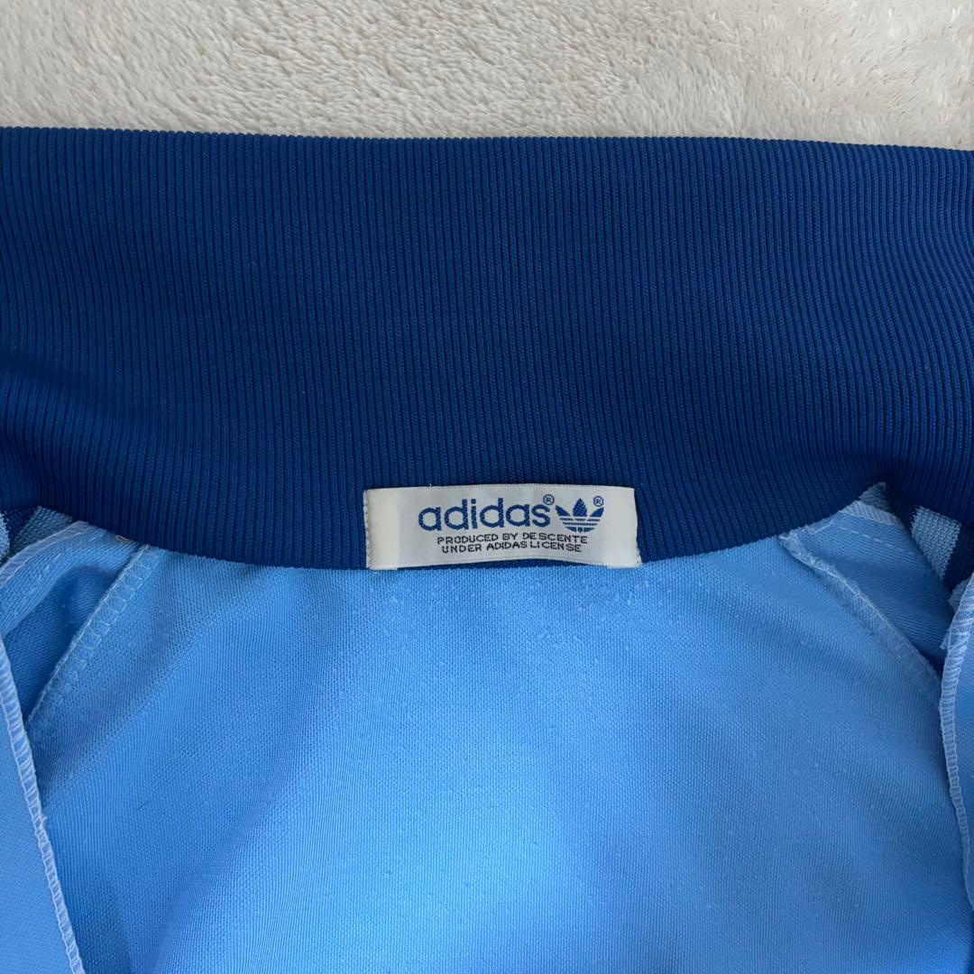 アディダス 80s ビンテージ　トラックジャケット トレフォイルロゴ　水色