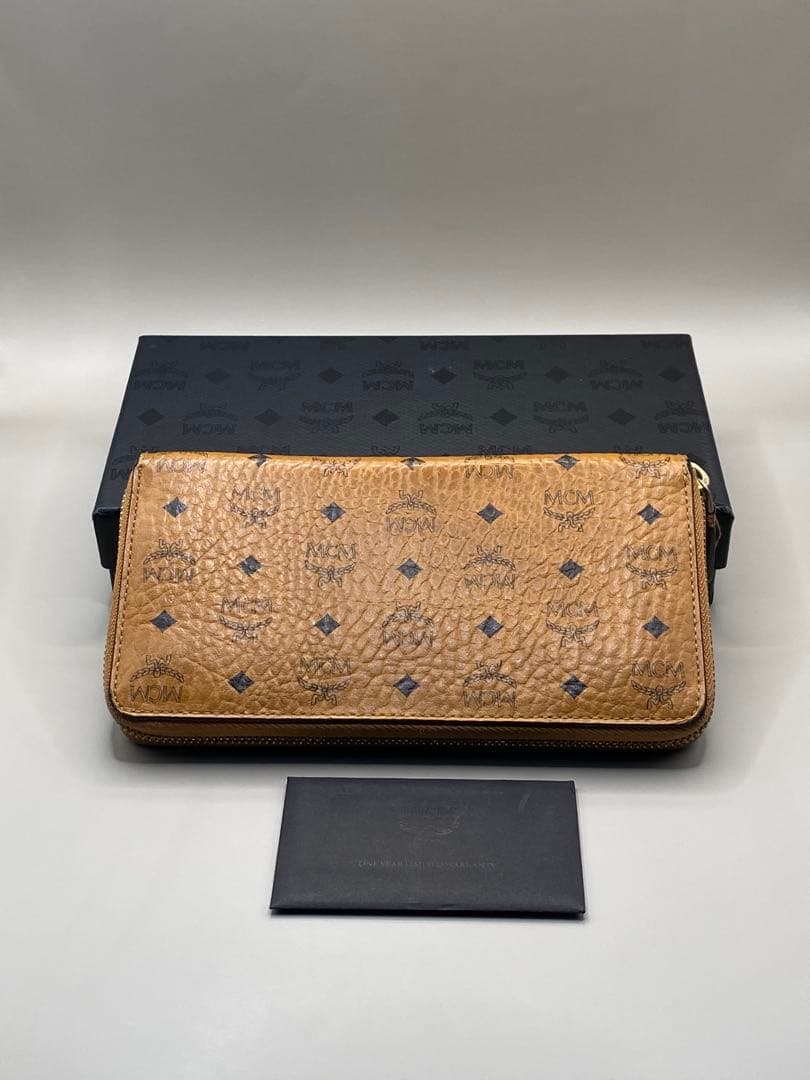 MCM ロゴプリント 長財布 ブラウン
