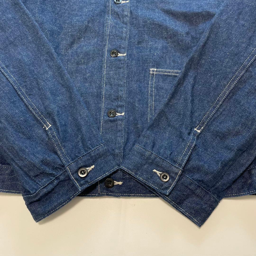 トレンド✨ダントン デニムジャケット ノーカラー インディゴ 36 M ロゴ