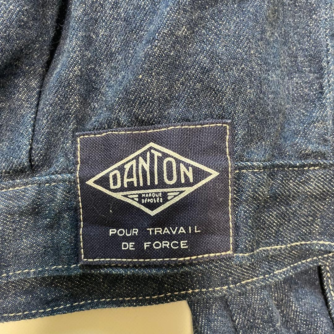 トレンド✨ダントン デニムジャケット ノーカラー インディゴ 36 M ロゴ