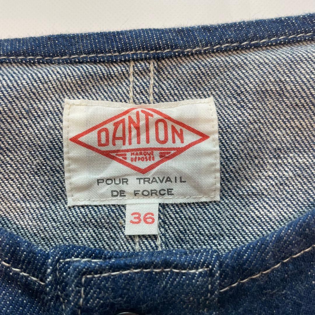 トレンド✨ダントン デニムジャケット ノーカラー インディゴ 36 M ロゴ