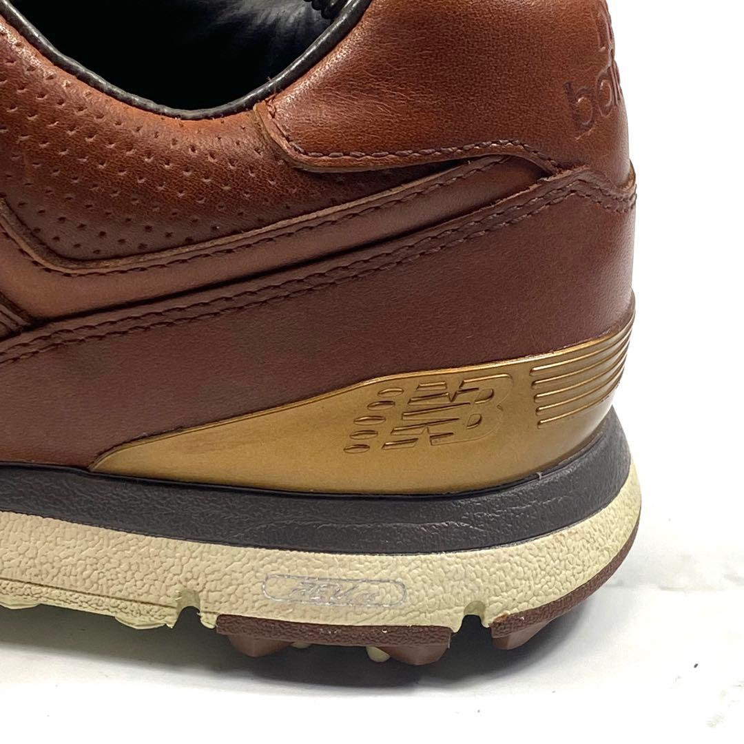 【美品】New Balance ゴルフシューズ ブラウン 天然皮革 24.5