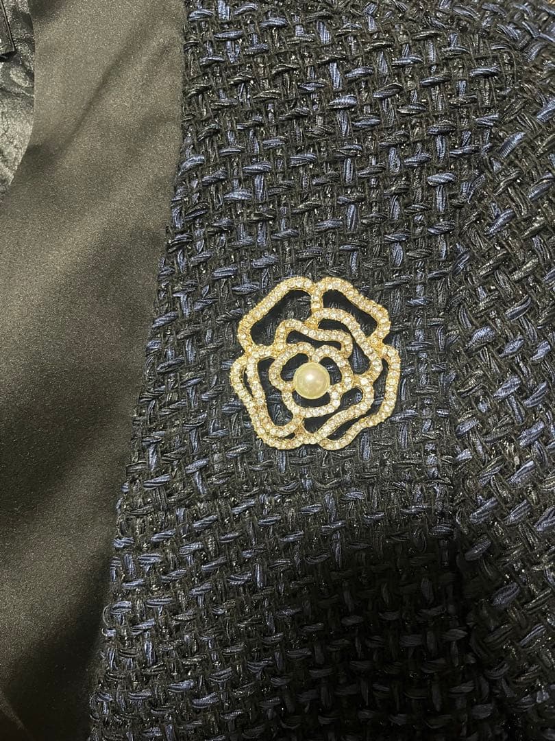 【美品】レディース　ノーカラージャケット ネイビー