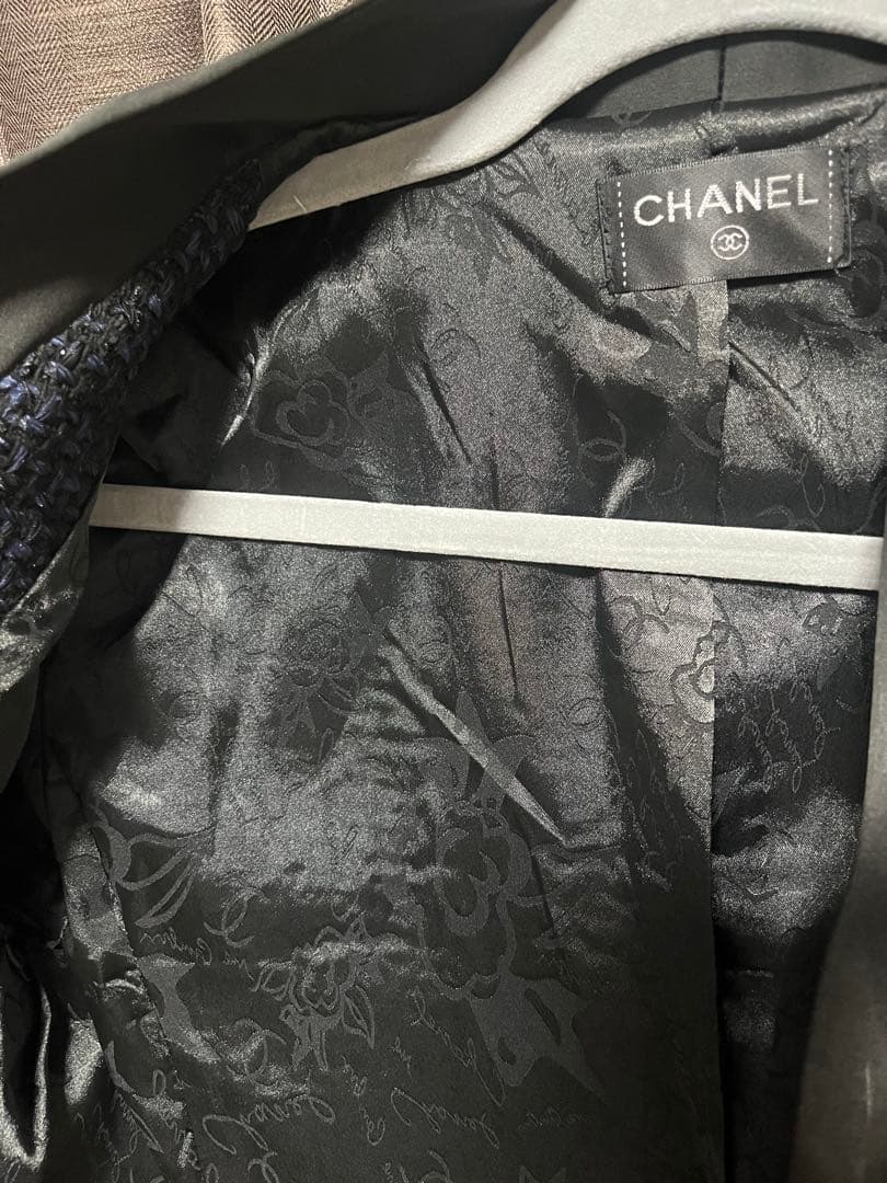 【美品】レディース　ノーカラージャケット ネイビー