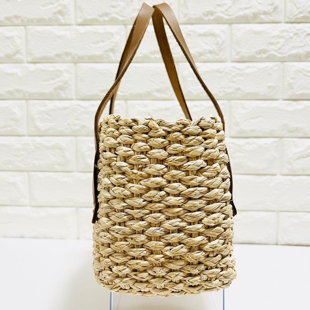 【完売品】クレドラン かごバッグ ボックス型 ファスナー 帆布 異素材ミックス