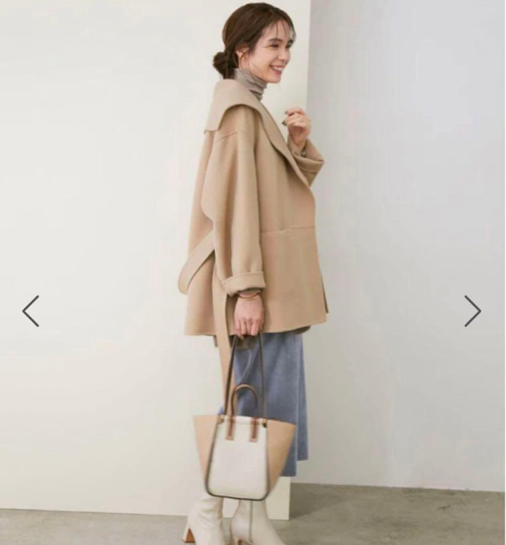 【ROPEロペ】リバーメルトンセーラーカラーショートフォルムコート