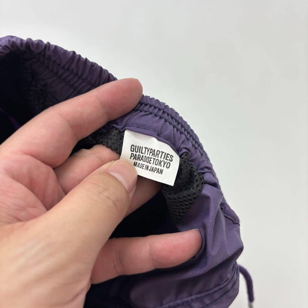25ss 良品 ワコマリア ナイロン ボード ショーツ 刺繍 パープル XL
