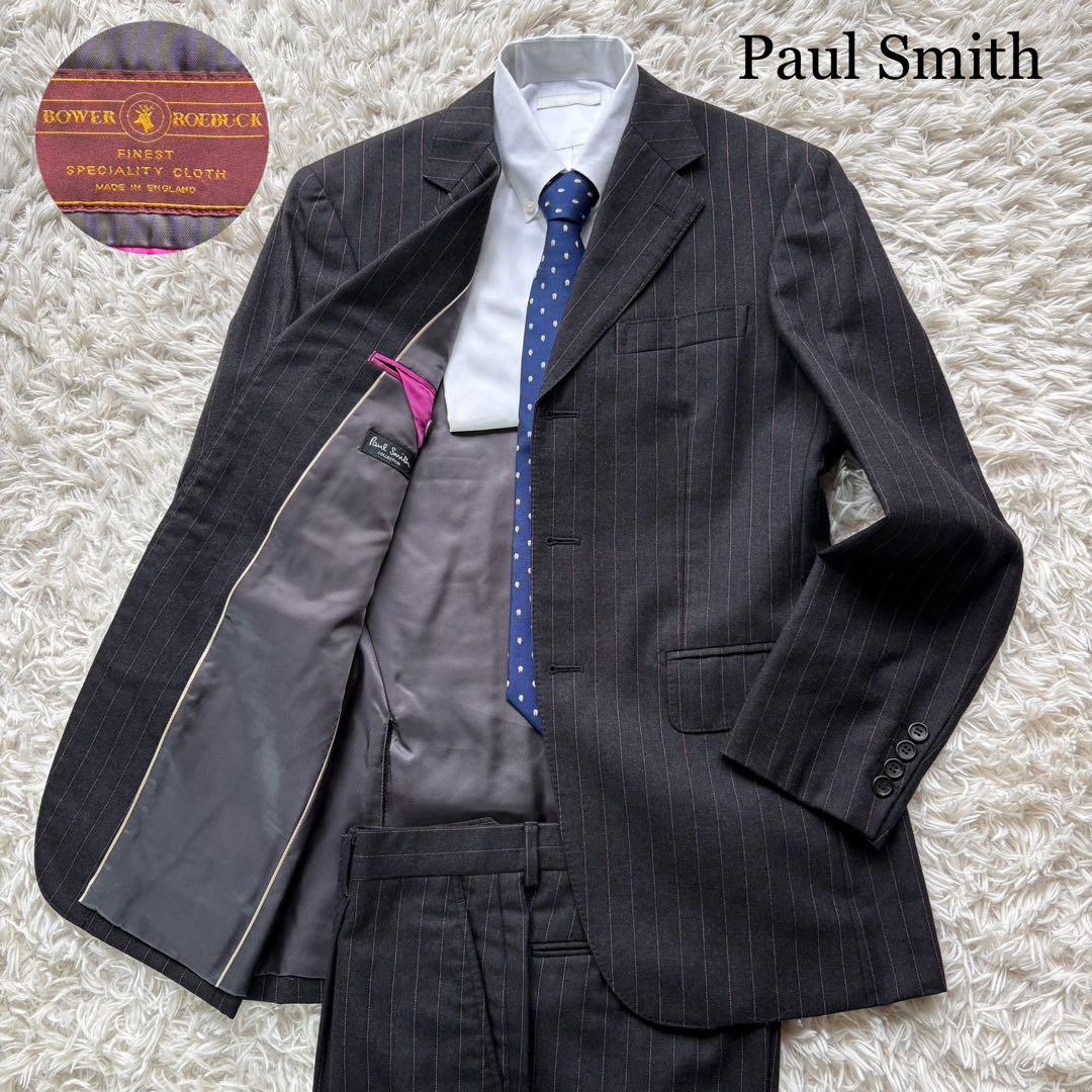 美品 ポールスミスコレクション スーツ 生地英国製カシミヤ混 グレー M