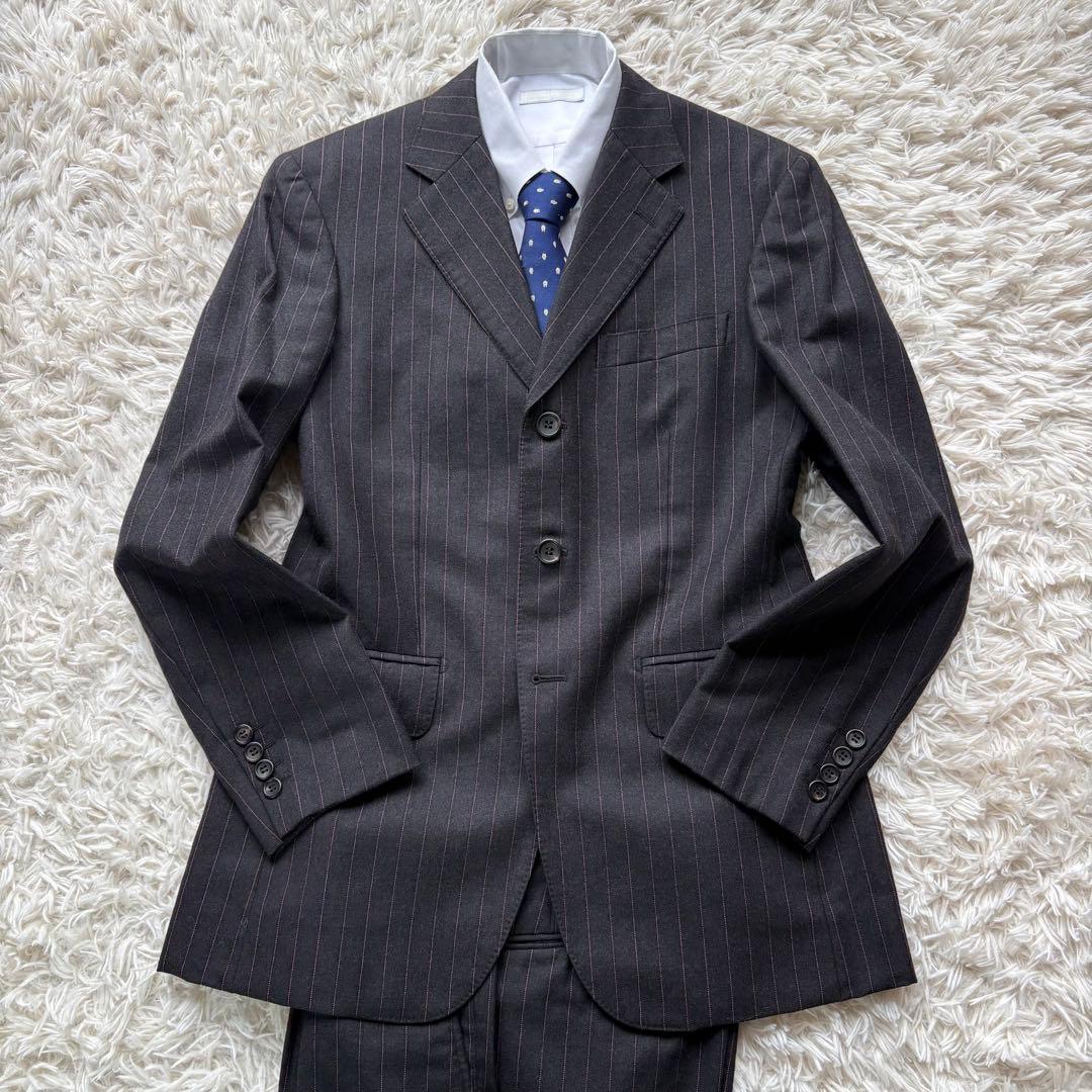 美品 ポールスミスコレクション スーツ 生地英国製カシミヤ混 グレー M