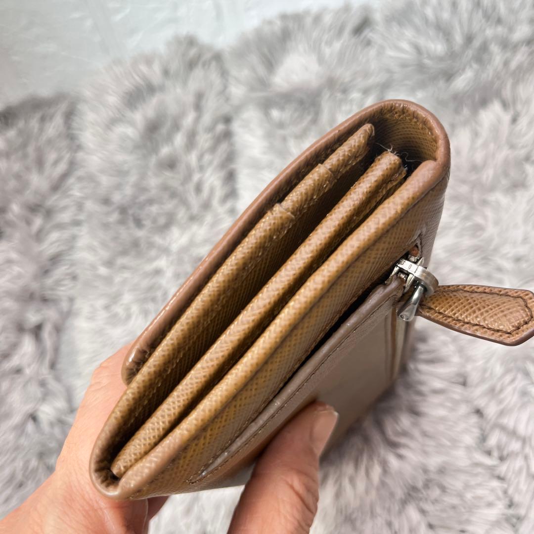 美品✨PRADA サフィアーノ　シルバー金具ロゴ　長財布　コーヒーブラウン