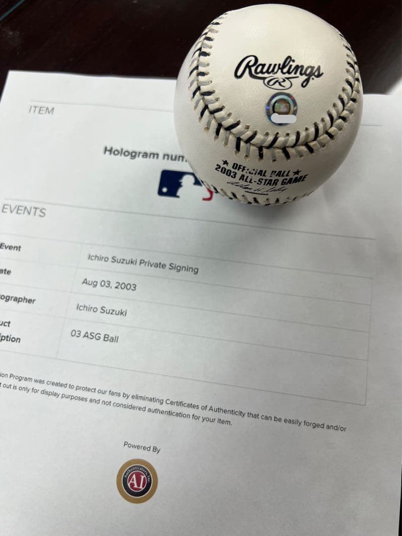 祝MLB殿堂入り！イチロー 直筆サインボール 2003オールスター限定