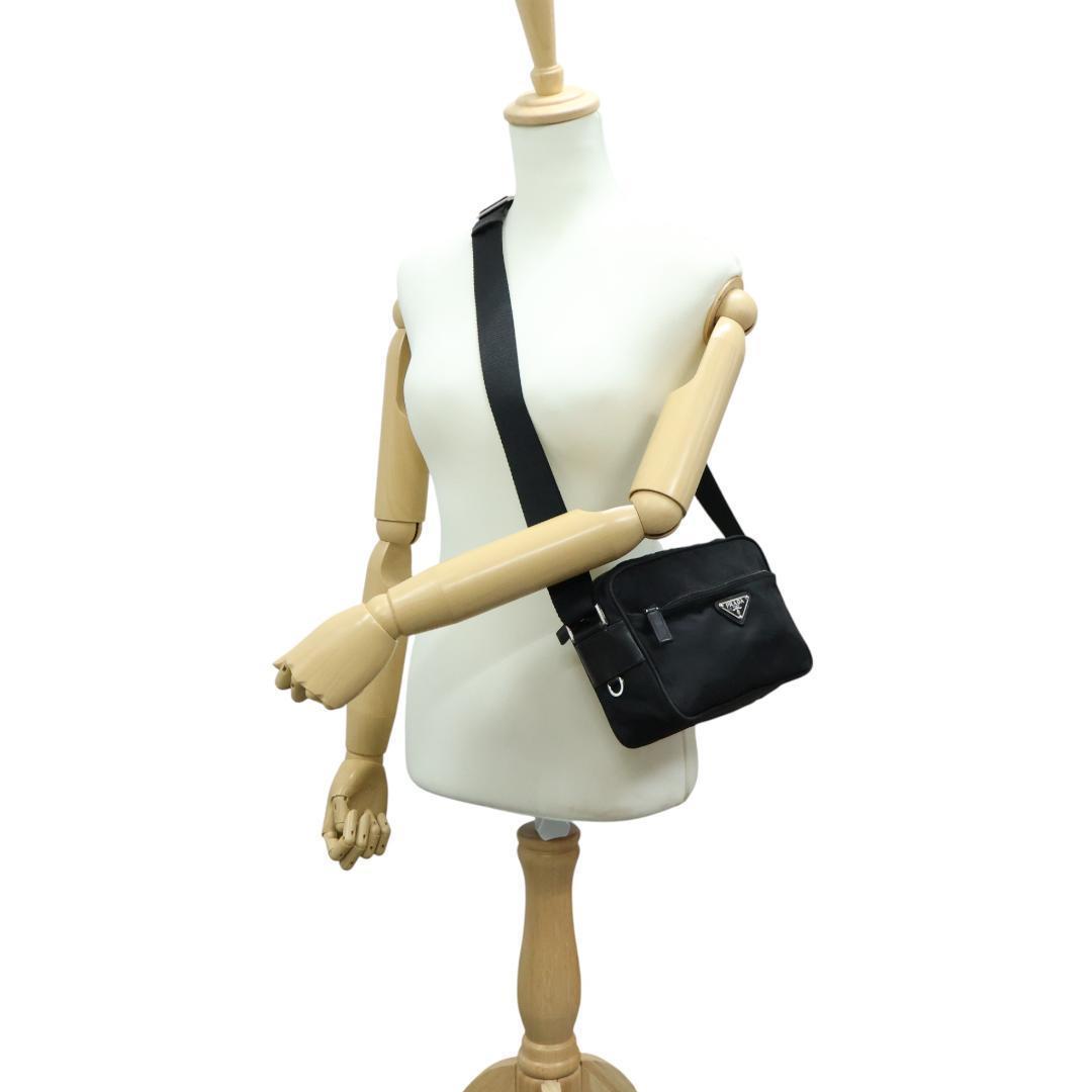 美品 PRADA プラダ ショルダーバッグ カメラバッグ 三角ロゴ ナイロン 黒