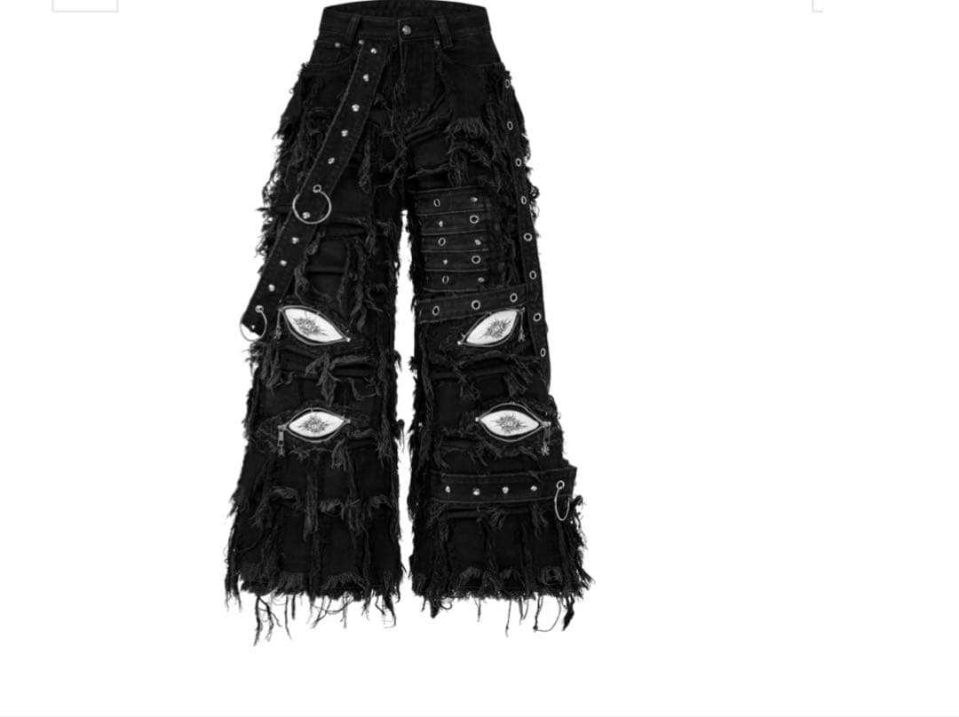 ディストレストカーゴパンツ ブラック