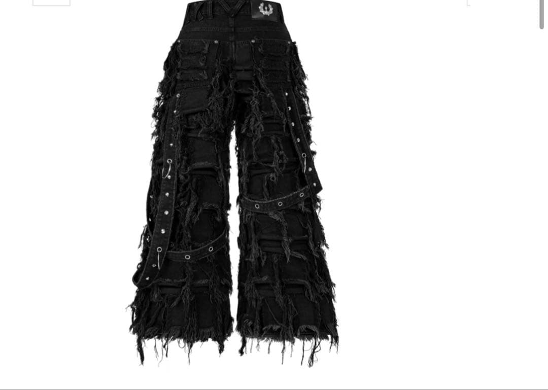 ディストレストカーゴパンツ ブラック