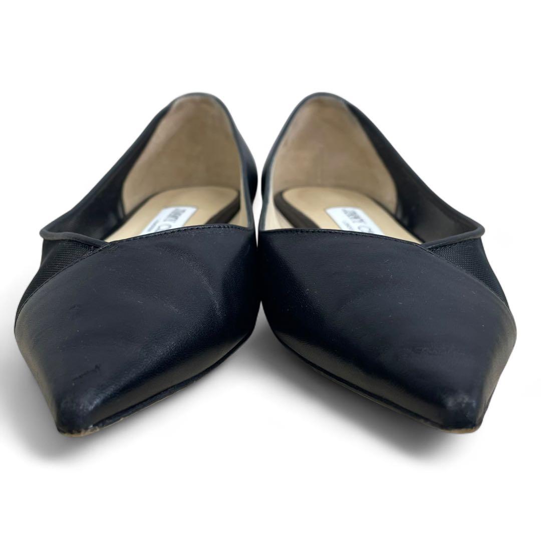 美品　ジミーチュウ　SAIA FLAT フラットシューズ レザー　メッシュ