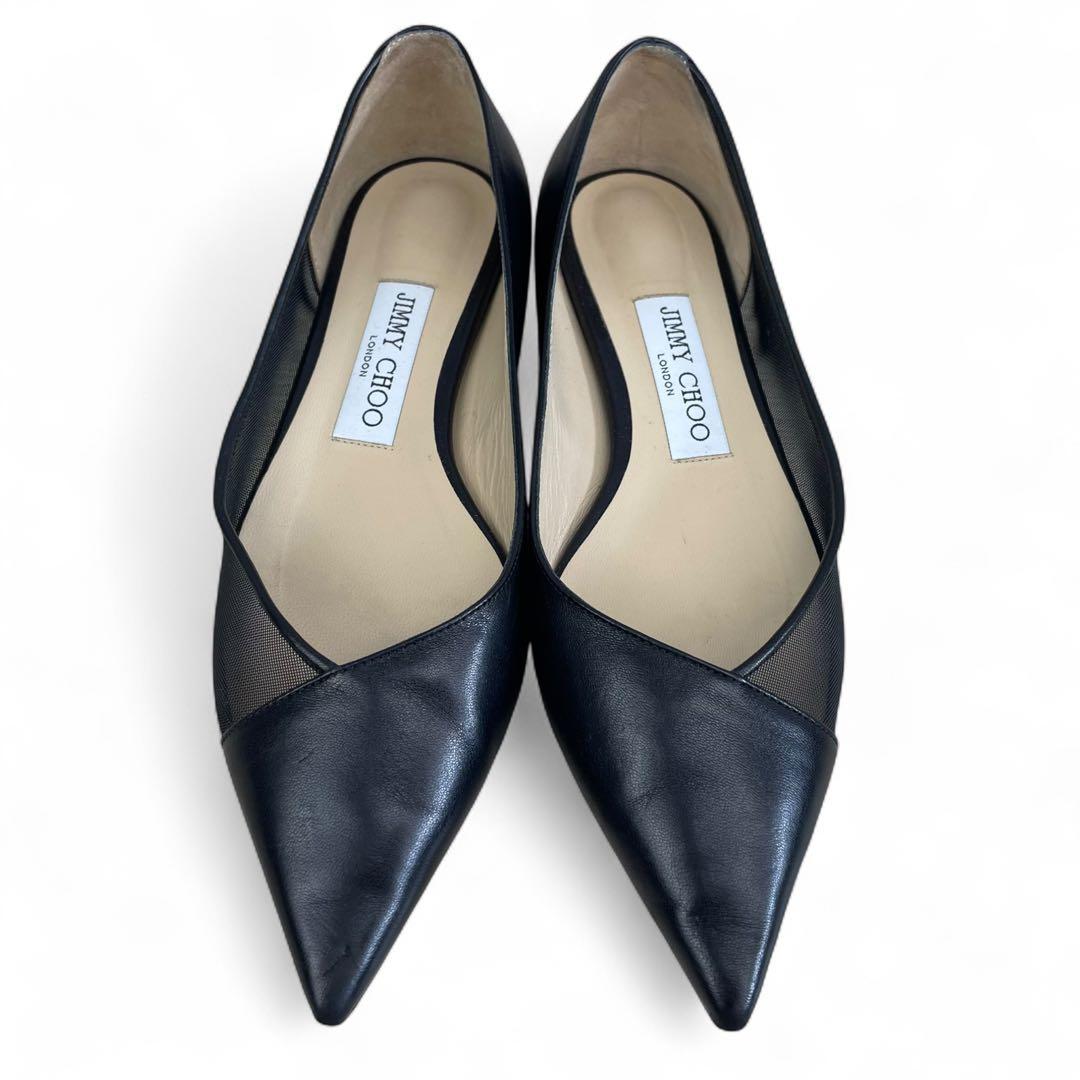 美品　ジミーチュウ　SAIA FLAT フラットシューズ レザー　メッシュ