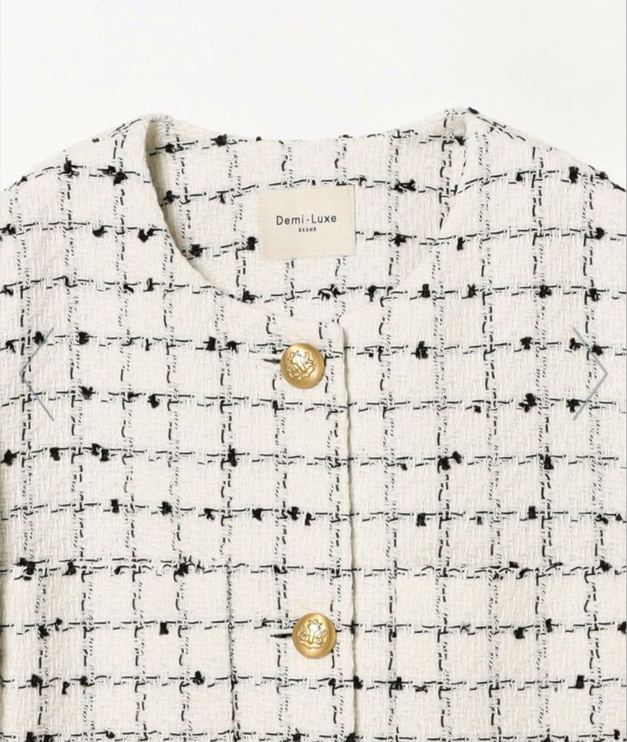 Demi-Luxe BEAMS　ツイードノーカラージャケット