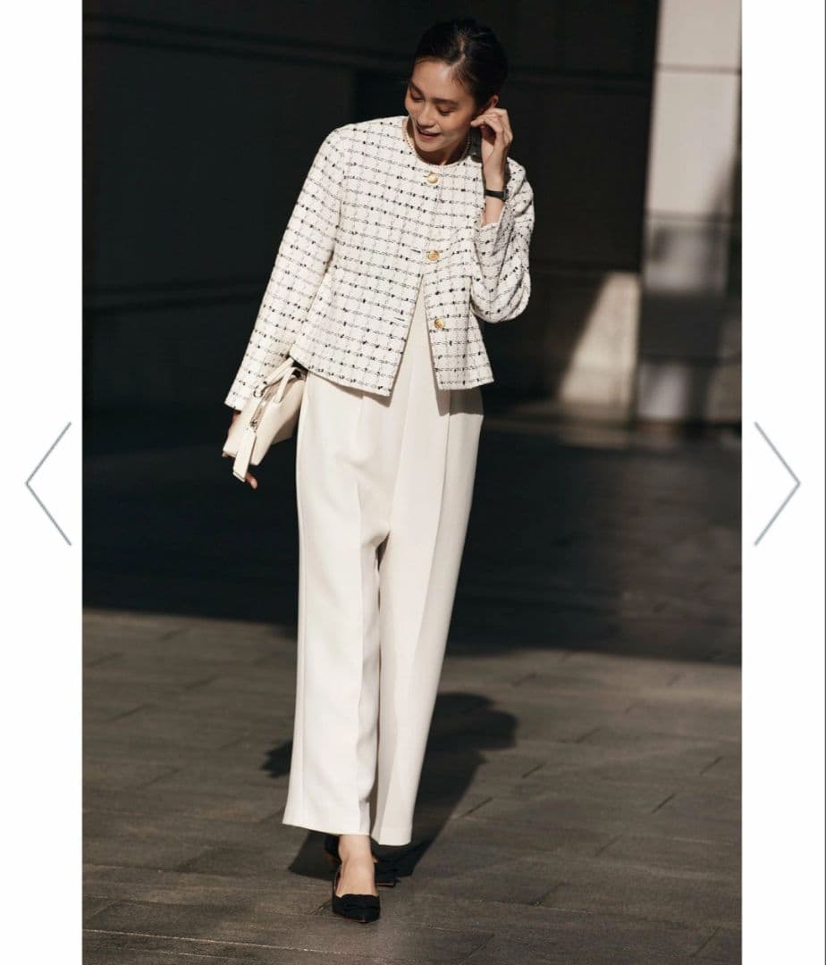 Demi-Luxe BEAMS　ツイードノーカラージャケット