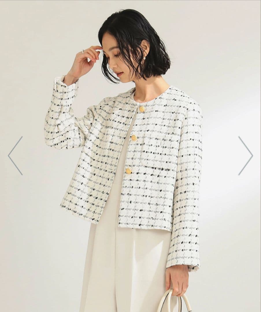 Demi-Luxe BEAMS　ツイードノーカラージャケット