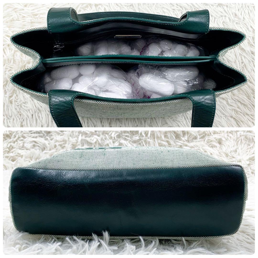 【✨極美品✨】プラダ トートバッグ キャンバス レザー グリーン