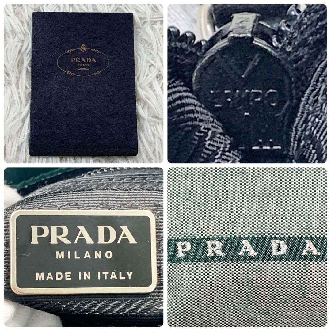 【✨極美品✨】プラダ トートバッグ キャンバス レザー グリーン