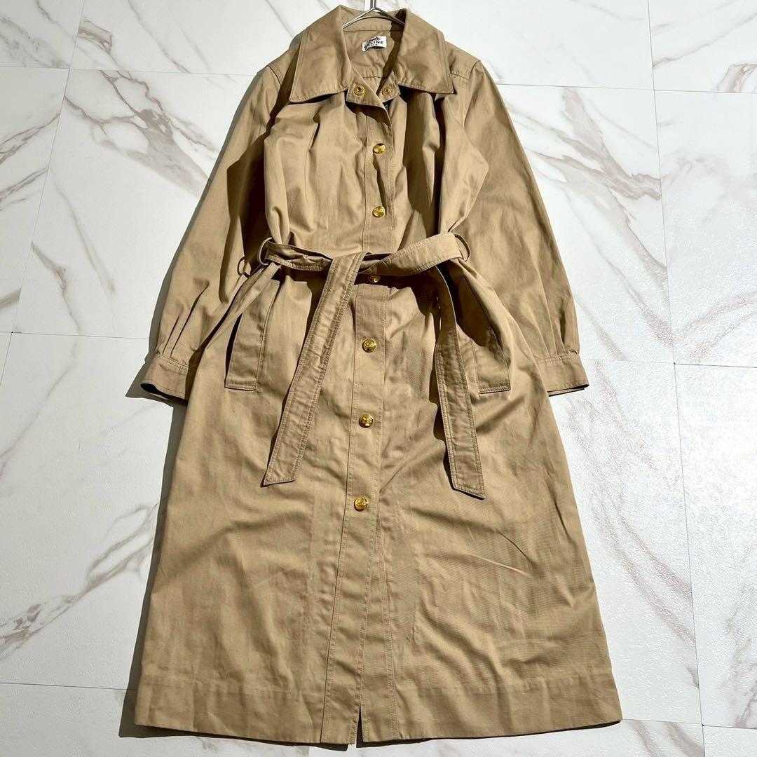 CELINE セリーヌ　トレンチコート　ベルト　金ボタン　ダブル