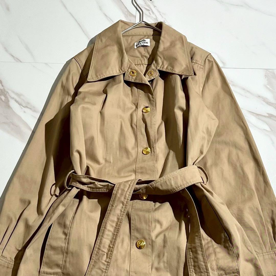 CELINE セリーヌ　トレンチコート　ベルト　金ボタン　ダブル