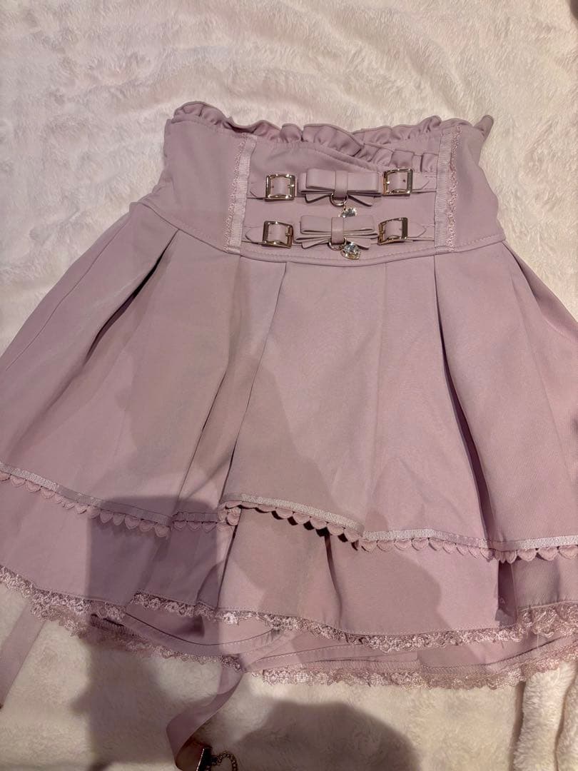 リズリサ LIZLISA 2連リボンベルトスカパン スカート ピンク