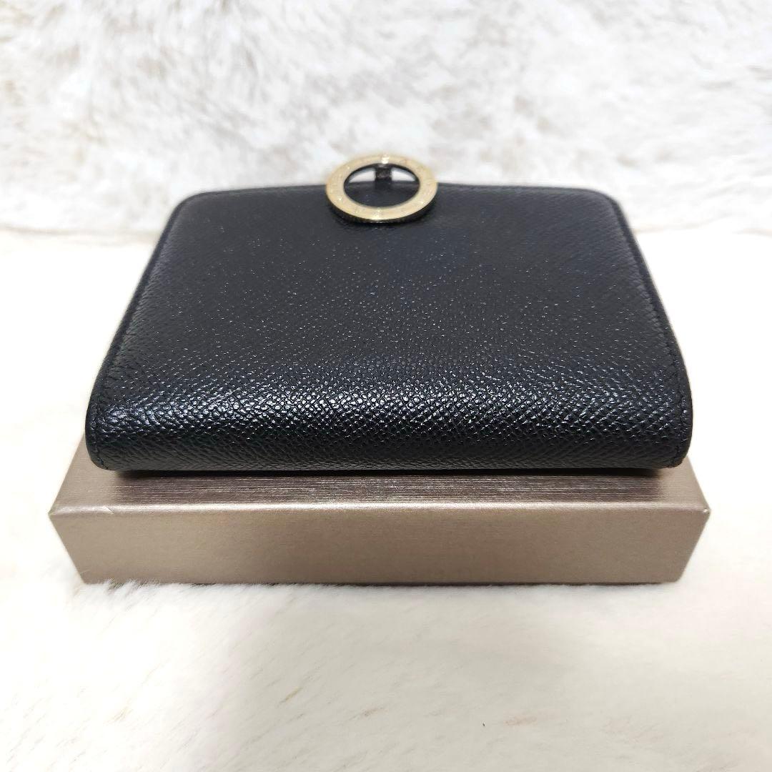 ✨極美品　現行　RFID搭載✨ブルガリ　三つ折り　ロゴクリップ　サークルロゴ　黒