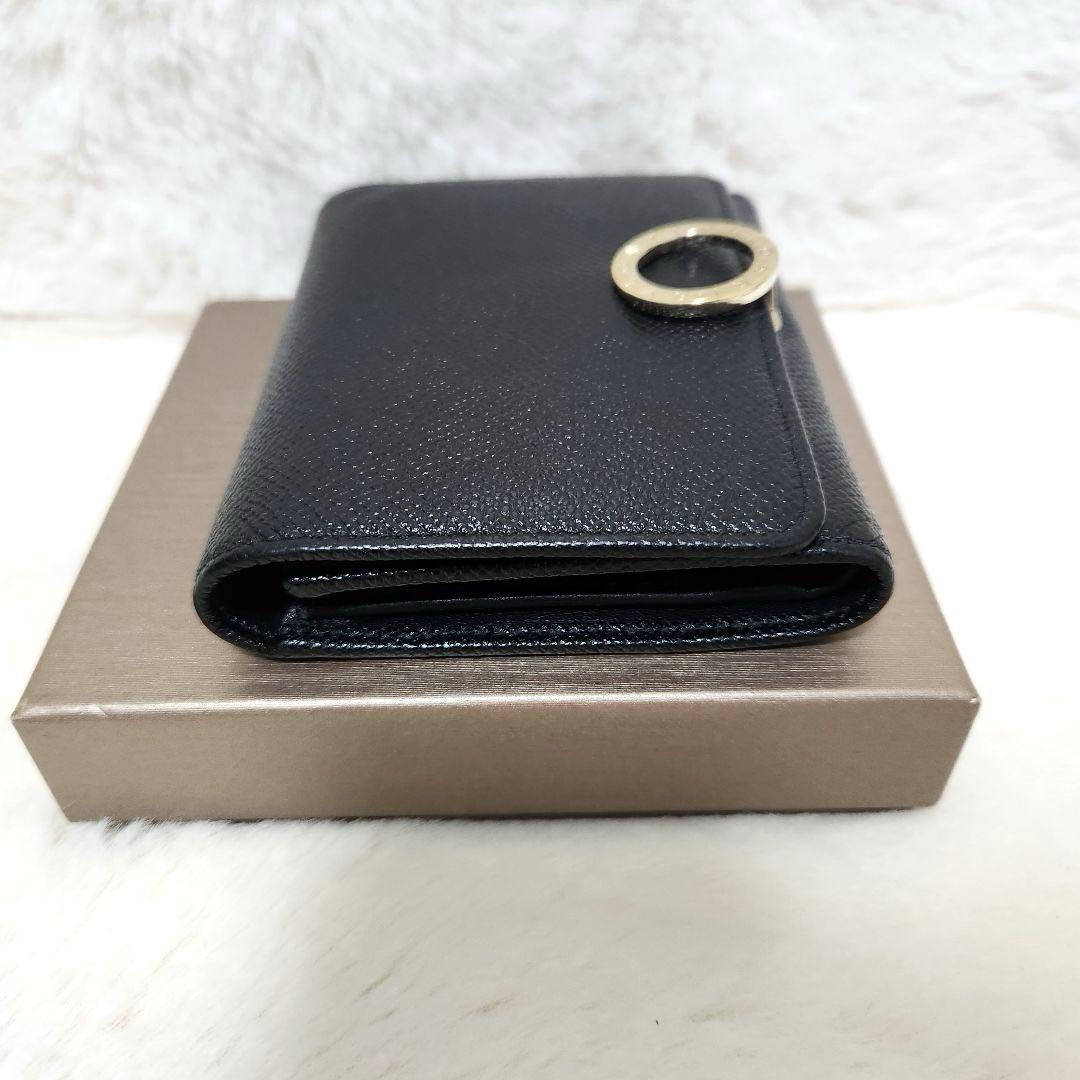 ✨極美品　現行　RFID搭載✨ブルガリ　三つ折り　ロゴクリップ　サークルロゴ　黒
