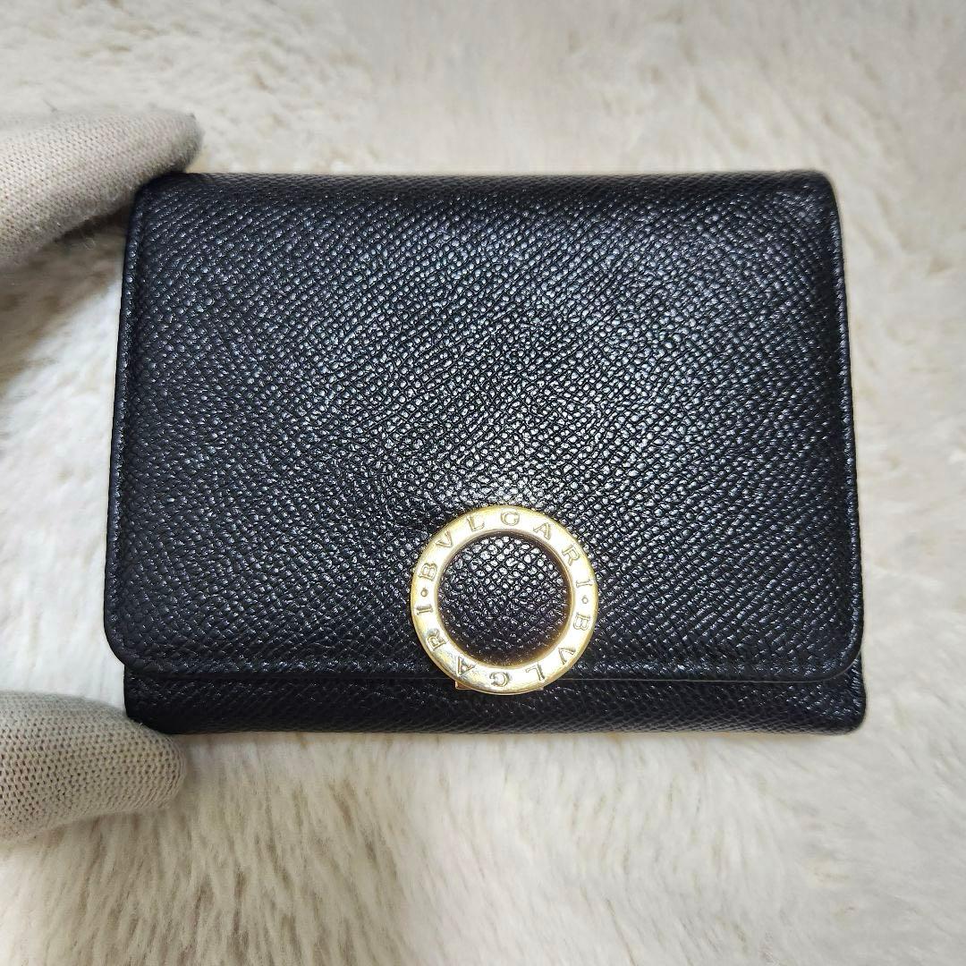 ✨極美品　現行　RFID搭載✨ブルガリ　三つ折り　ロゴクリップ　サークルロゴ　黒