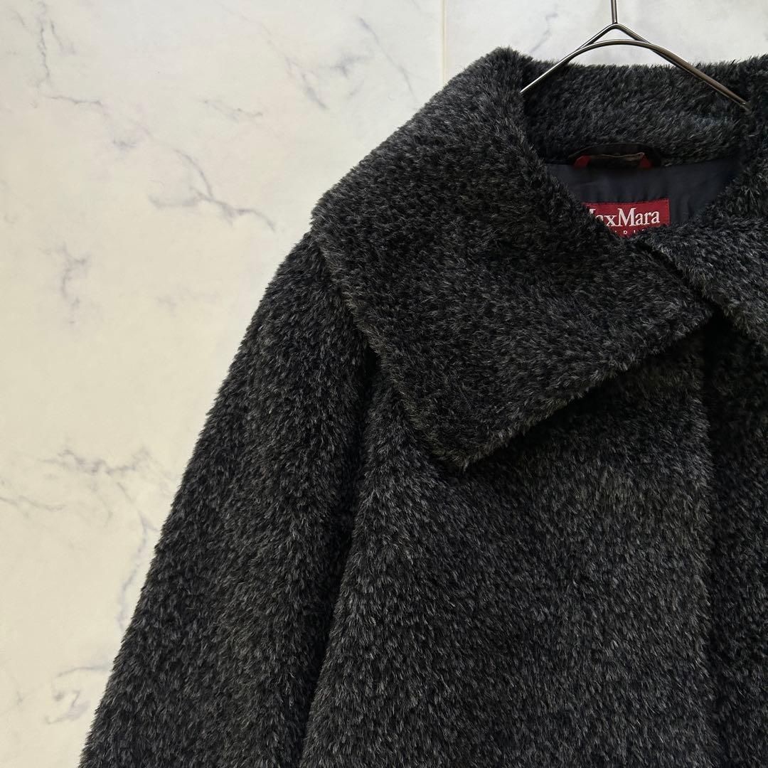 極美品 マックスマーラ 高級アルパカ混 シャギーコート テディ 女優襟