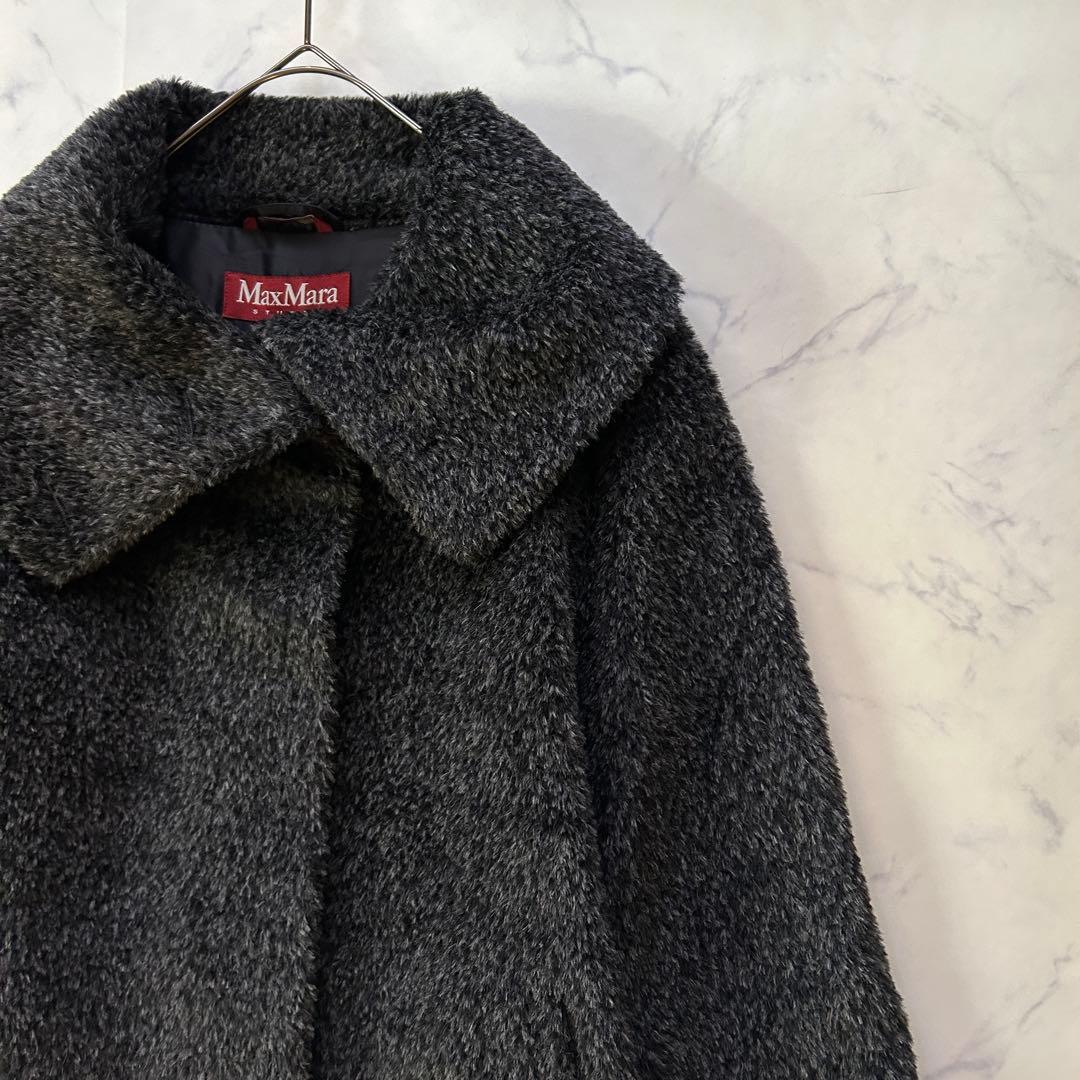 極美品 マックスマーラ 高級アルパカ混 シャギーコート テディ 女優襟