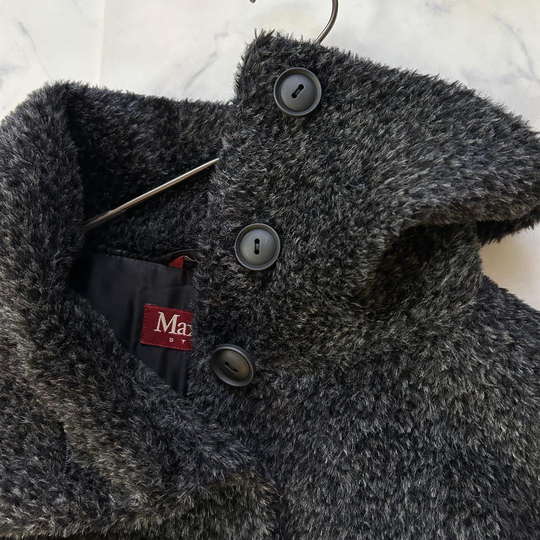 極美品 マックスマーラ 高級アルパカ混 シャギーコート テディ 女優襟