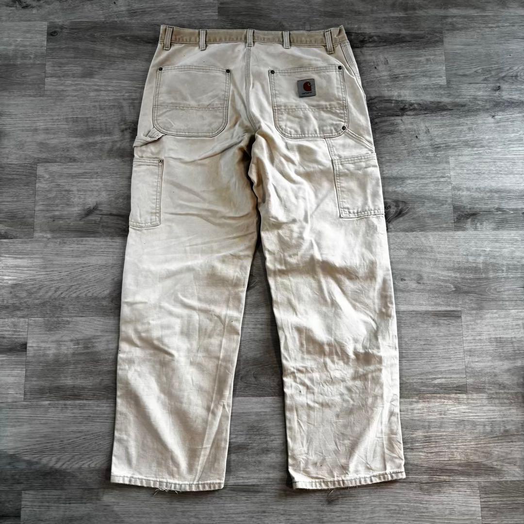 【USA製カーハートダブルニーペインターパンツ B01 W36フェード茶#620
