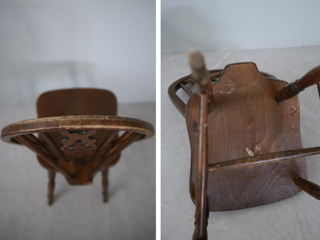 英国アンティーク木製ホイールバックチェア/ダイニングイス/椅子(92-37-5)