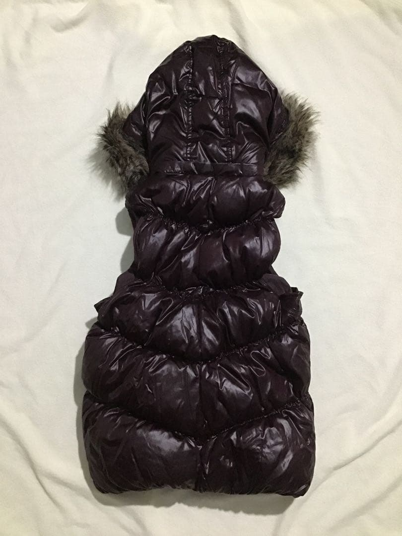 ★old GAP★Y2K 平成 光沢 ファー ダウンベスト ダークパープル