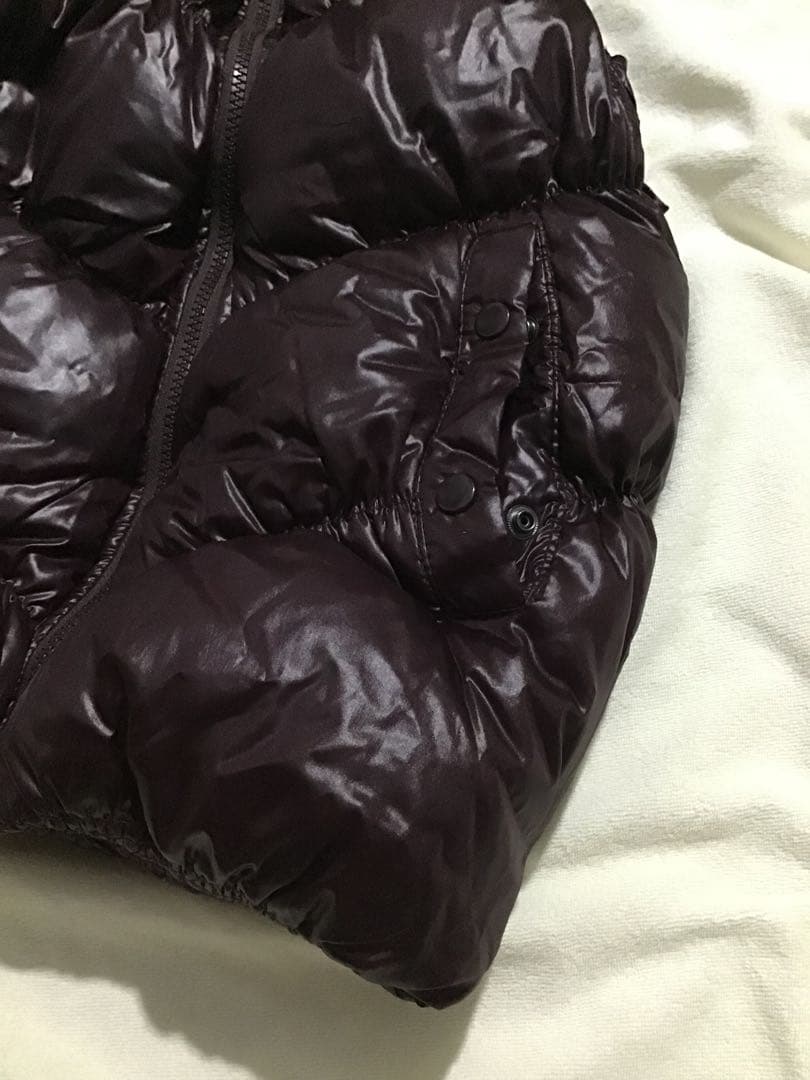 ★old GAP★Y2K 平成 光沢 ファー ダウンベスト ダークパープル