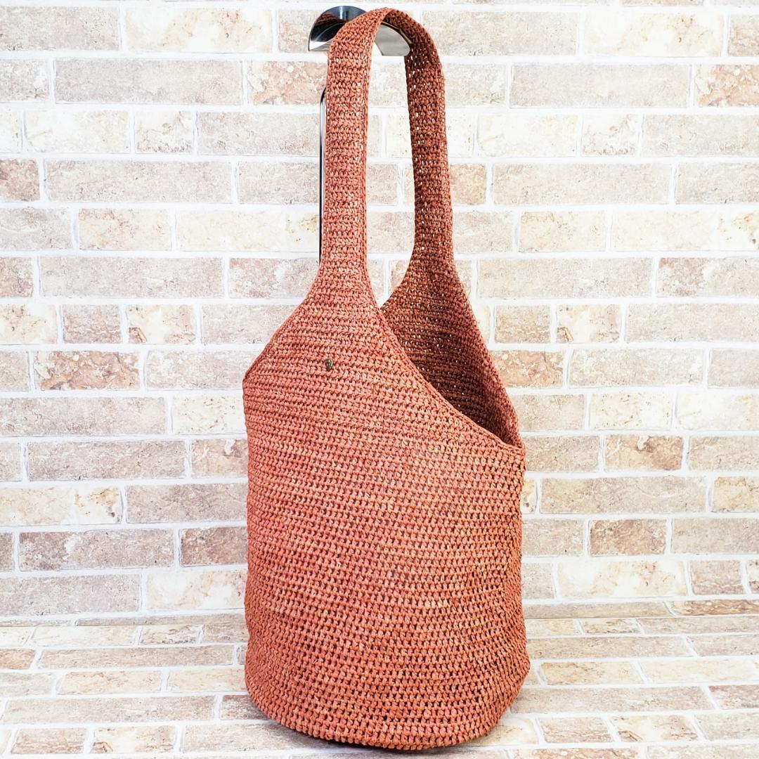 ヘレンカミンスキー ☆ ラフィア ワンショルダーバッグ カゴバッグ オレンジ