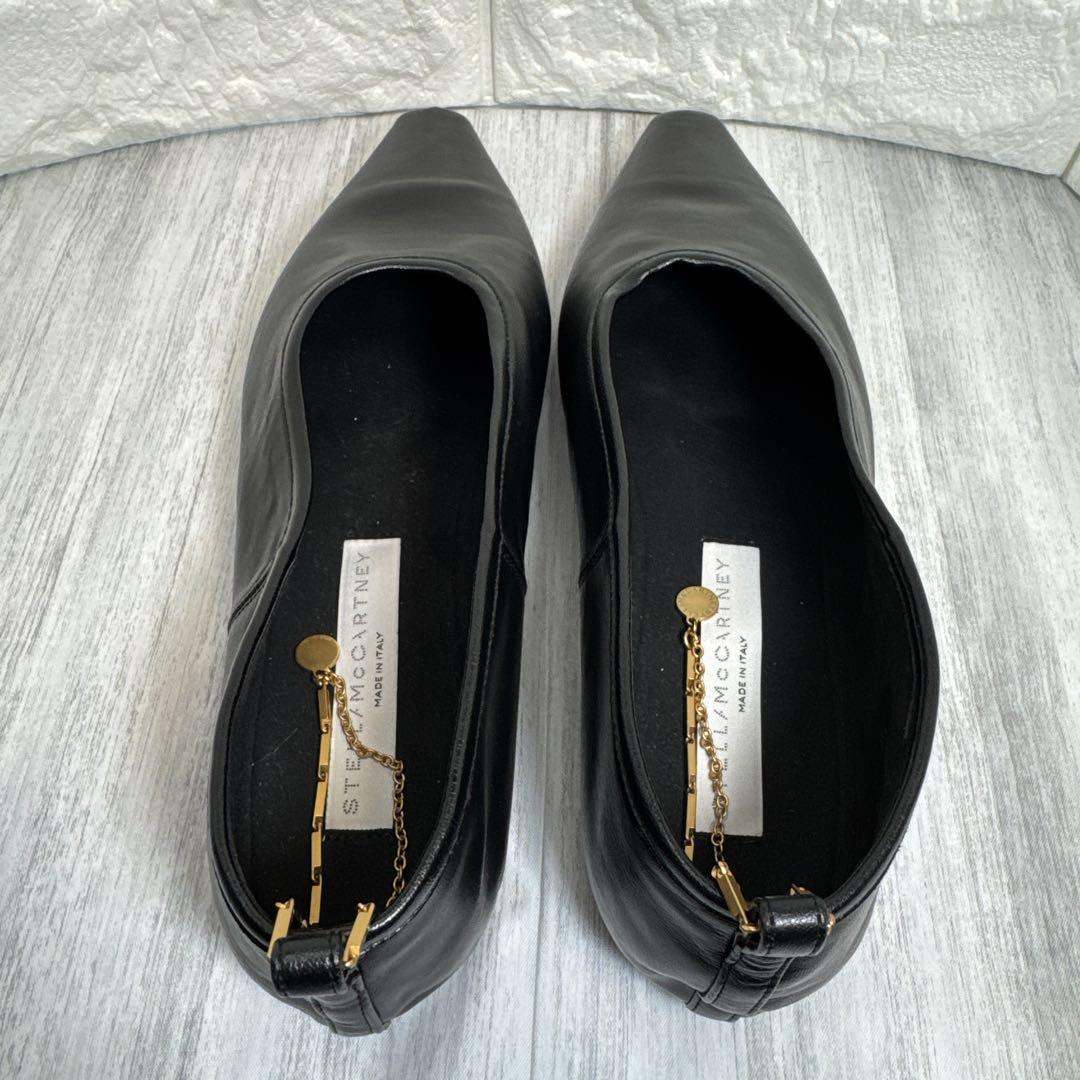 美品⭐️ステラマッカートニー チェーン レザーパンプス ブラック 37 イタリア製